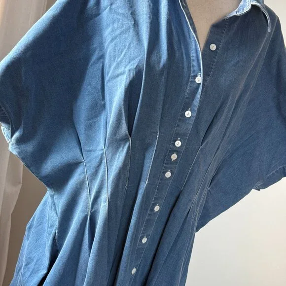 Anthropologie The Tobie Shirt Dress by Exquise in Denim Size 2X - Picture 3 of 8